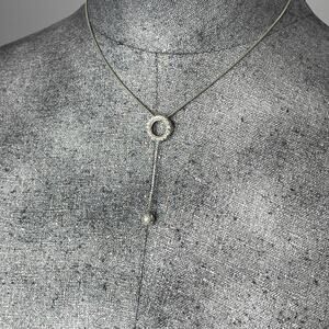 pendant necklace costume fashion jewelry wedding prom formal Silver rhinestone